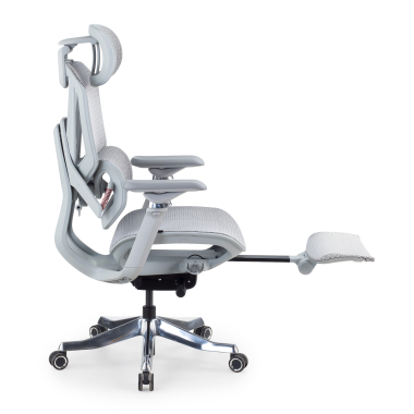 ergonomic chair white grey glide ultra mesh 5d adjustable armrests lumbar support headrest extendable footrest 12