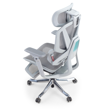 ergonomic chair white grey glide ultra mesh 5d adjustable armrests lumbar support headrest extendable footrest 15