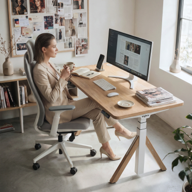 height adjustable desk white warm white erghos nature 3