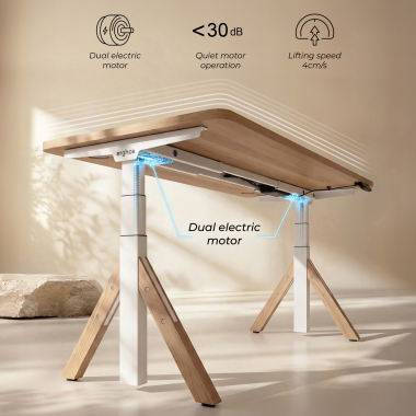 height adjustable desk white red oak erghos nature 5