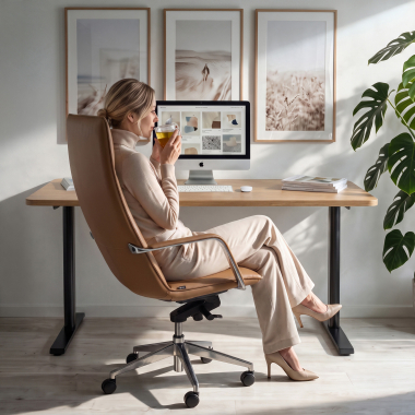 office desk black red oak white frame 3