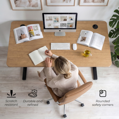 office desk black red oak white frame 4
