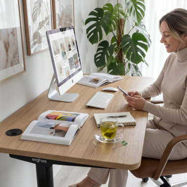 office desk black red oak white frame 5