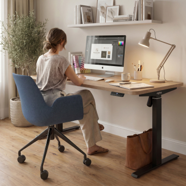 height adjustable desk black red oak erghos go 2