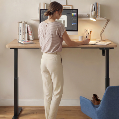 height adjustable desk black red oak erghos go 3