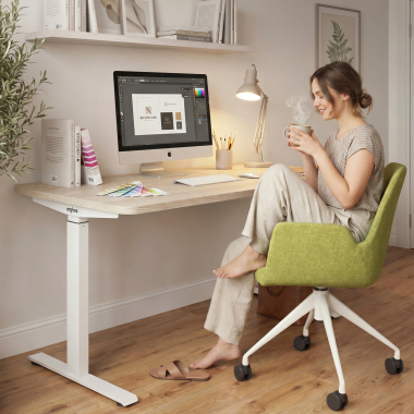 height adjustable desk white red oak erghos go 7