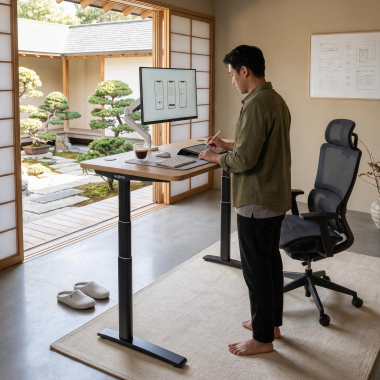 height adjustable desk black pure black erghos icon 2