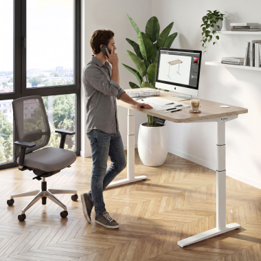 height adjustable desk white red oak erghos icon 9