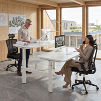 Double standing desk for 2 people, with 2 electric motors and independent height adjustment