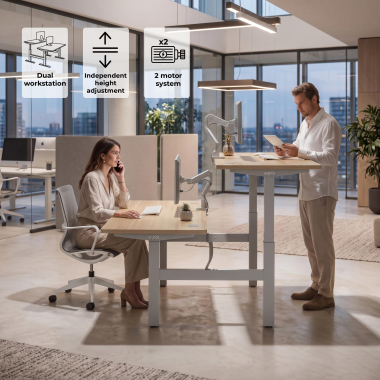 height adjustable desk aluminio red oak erghos go 3