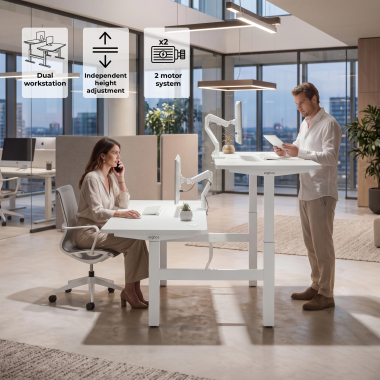 height adjustable desk white red oak erghos go 3