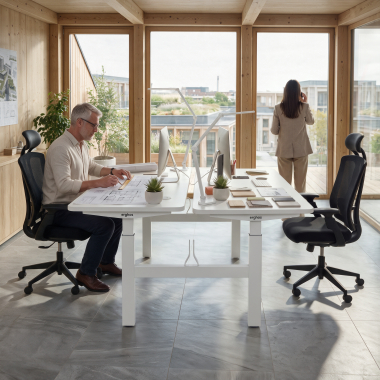 height adjustable desk white red oak erghos go 8