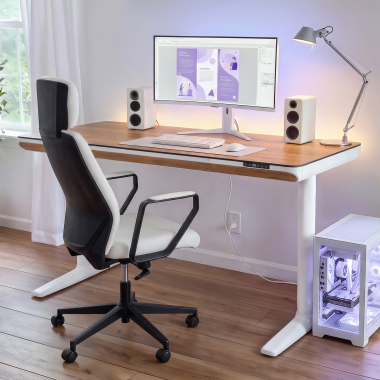height adjustable desk white light walnut nolan 18