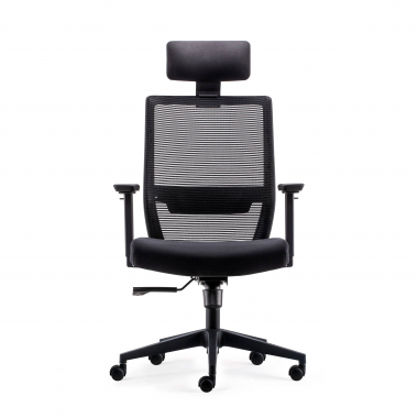 swivel chair black with headrest mesh movable armrests lumbar support headrest 3