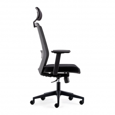 swivel chair black with headrest mesh movable armrests lumbar support headrest 4
