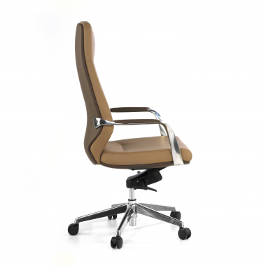 office chair brown high back bicolor synthetic leather upholstered armrests 4