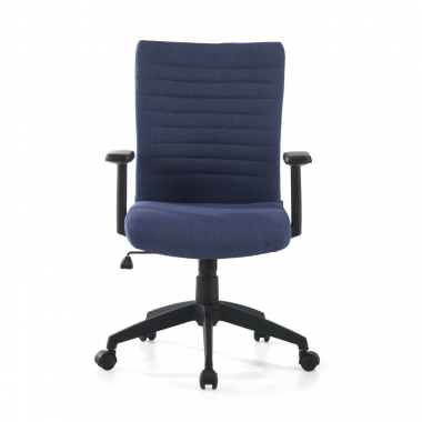 swivel chair blue kobe fabric fixed armrests lumbar support 3