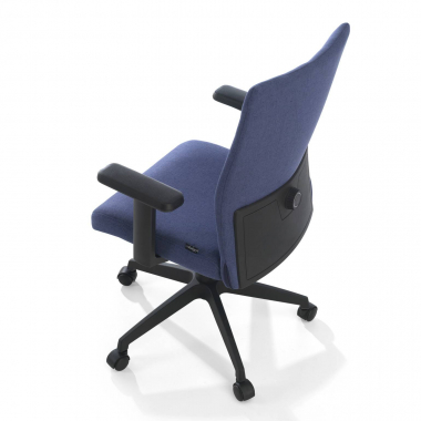 swivel chair blue kobe fabric fixed armrests lumbar support 6