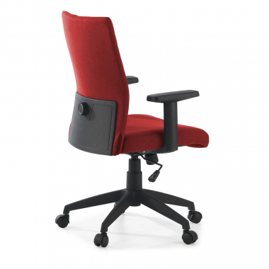 swivel chair red kobe fabric fixed armrests lumbar support 7