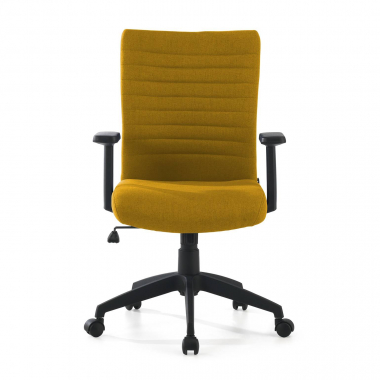 swivel chair yellow kobe fabric fixed armrests lumbar support 3