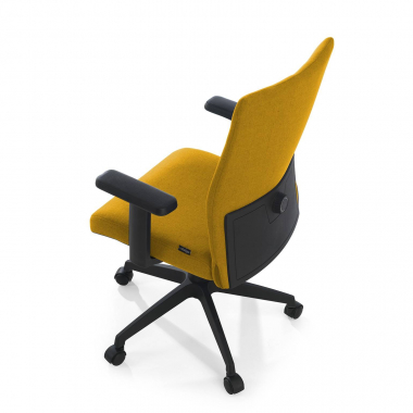 swivel chair yellow kobe fabric fixed armrests lumbar support 4