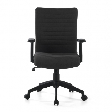 swivel chair black kobe fabric fixed armrests lumbar support 3