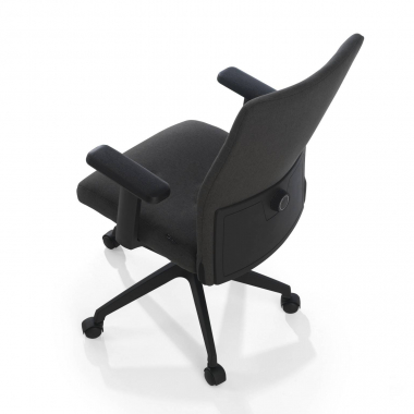 swivel chair black kobe fabric fixed armrests lumbar support 6
