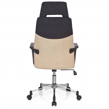 office chair brown high back fabric fixed armrests headrest 7