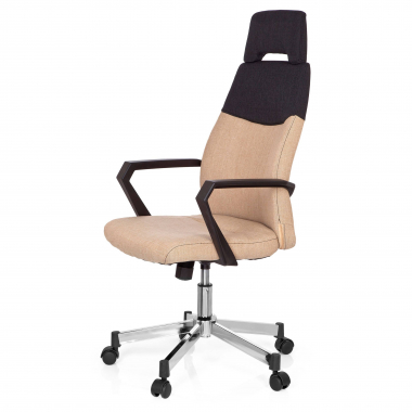 office chair brown high back fabric fixed armrests headrest 8