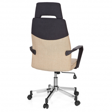 office chair brown high back fabric fixed armrests headrest 6