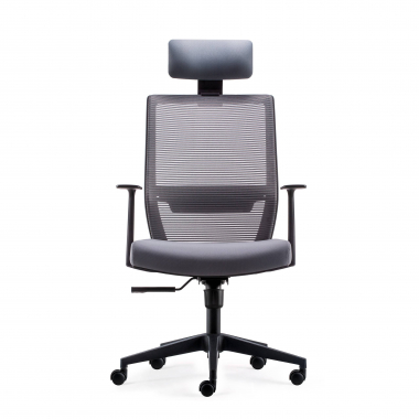 swivel chair gray with headrest mesh movable armrests lumbar support headrest 3