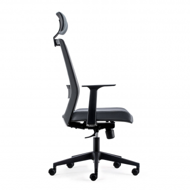 swivel chair gray with headrest mesh movable armrests lumbar support headrest 4