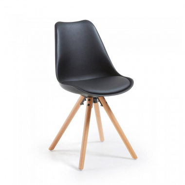 scandinavian chair black chair wooden legs plastic no armrests 1