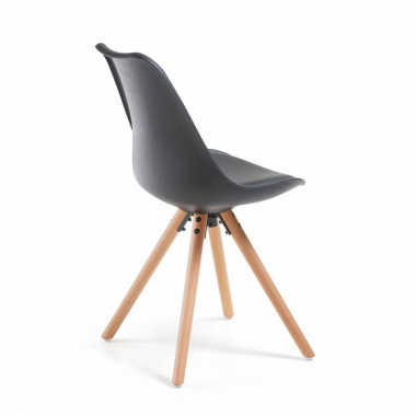 scandinavian chair black chair wooden legs plastic no armrests 4