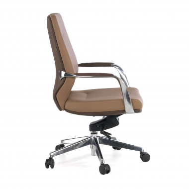 office chair brown low back bicolor synthetic leather upholstered armrests 4