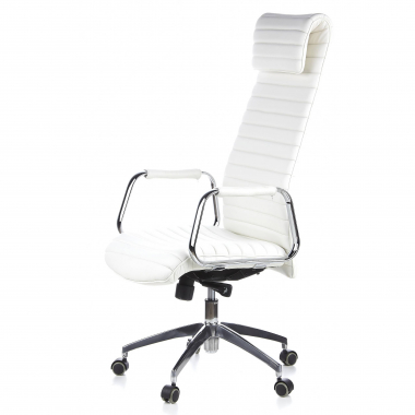 office chair white natural leather natural skin upholstered armrests headrest 7