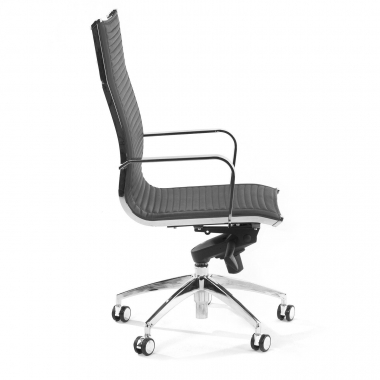 office chair gray chromed frame faux leather synthetic leather fixed armrests 4