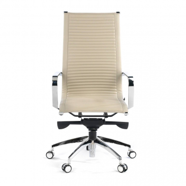 office chair beige chromed frame faux leather synthetic leather fixed armrests 3