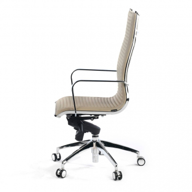 office chair beige chromed frame faux leather synthetic leather fixed armrests 4