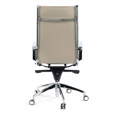 office chair beige chromed frame faux leather synthetic leather fixed armrests 7