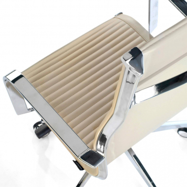 office chair beige chromed frame faux leather synthetic leather fixed armrests 5