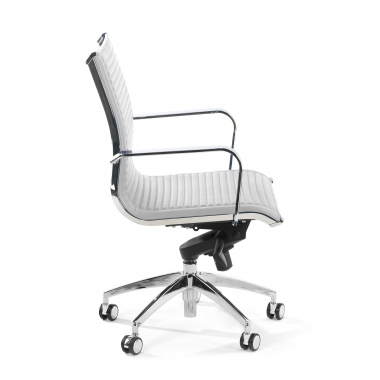 office chair white chromed frame faux leather synthetic leather fixed armrests 4