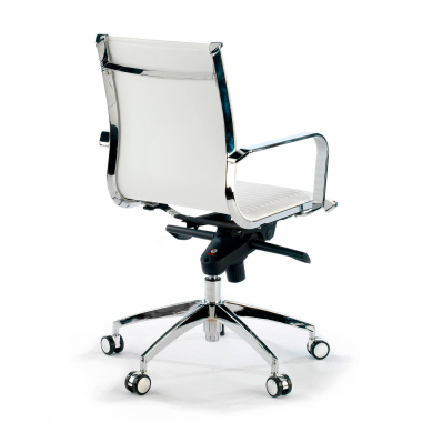 office chair white chromed frame faux leather synthetic leather fixed armrests 6