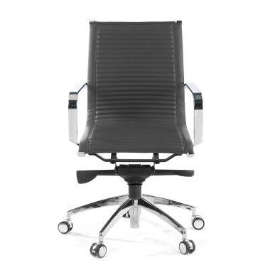 office chair gray chromed frame faux leather synthetic leather fixed armrests 3
