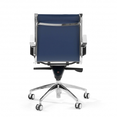 office chair blue chromed frame faux leather synthetic leather fixed armrests 6