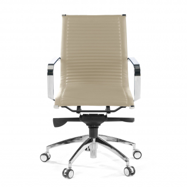 office chair beige chromed frame faux leather synthetic leather fixed armrests 3