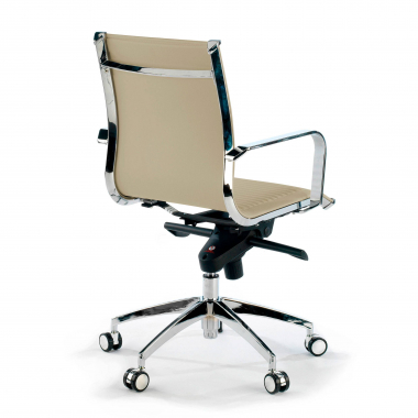 office chair beige chromed frame faux leather synthetic leather fixed armrests 6