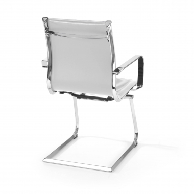 visitor chair white chromed frame faux leather synthetic leather fixed armrests 6