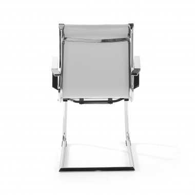 visitor chair white chromed frame faux leather synthetic leather fixed armrests 7
