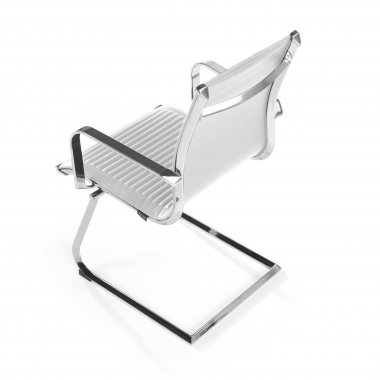 visitor chair white chromed frame faux leather synthetic leather fixed armrests 8